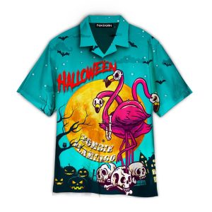 Halloween Zombie Flamingo Themed Exotic Hawaiian Shirt