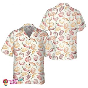 Hand Drawn Ripe Peppers Hawaiian Shirt, Funny Red Pepper Shirt For Men, Red Hot Chilli Shirt