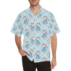 Happy Cow Pattern Hawaiian Shirt for Bovine Enthusiasts