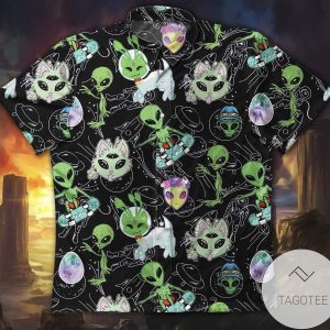 Happy Easter Trippy Alien Funny Unisex Hawaiian Shirts