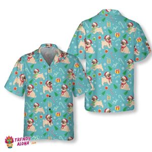 Happy Pug Dog Christmas Hawaiian Shirt, Funny Pug Christmas Shirt