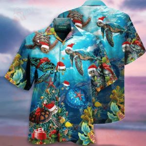 Have A Turtley Awesome Christmas Trendy Hawaiian Shirt, Turtle Lover Trendy Hawaiian Shirt For