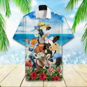 Hawaiian KLA Shirts Cute Cows, Cow Hawaii Shirt, Summer Beach Shirt