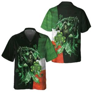 Hawaiian KLA Shirts St Patrick’s Day Irish Grim Reaper