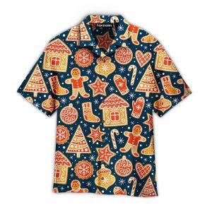 Hawaiian Christmas Shirt with Gingerbread Design