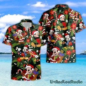 Hawaiian Disney Christmas Tropical Festive Mickey Holiday Shirt Theme