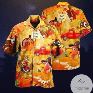 Hawaiian Shirt Thanksgiving Turkey Design Celebrating Eat Beef Elegance