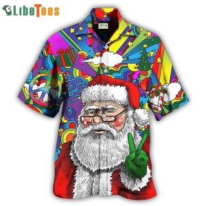 Hawaiian Shirt with Festive Santa Elk Christmas Design
