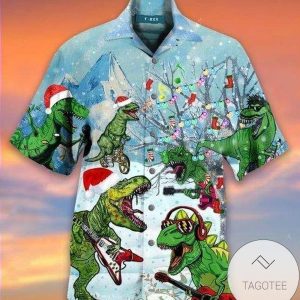 Hawaiian Shirts Dinosaurs Play Guitar On Christmas
