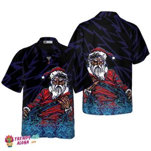 Hawaiian Shirts, Rock Santa Shirt Short Sleeve, Christmas Shirt Idea Gift For Men And Women