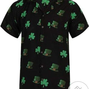 Hawaiian Shirts St Patricks Day Iris Clover Leaf
