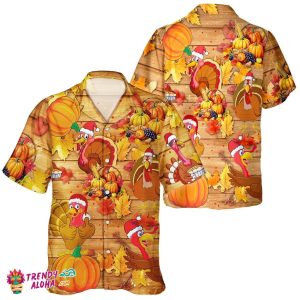 Hawaiian Turkey Lovers Unisex Shirt for Thanksgiving Pumpkin Theme