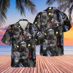 Herd Of Black Angus All Over Printed 3D Trendy Hawaiian Shirt, Farm Cow Trendy Hawaiian Shirt For Men And Women