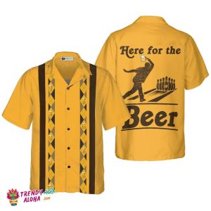 Here For The Beer Bowling Hawaiian Shirt, Drinking And Bowling Shirt, Best Gift For Bowling Players