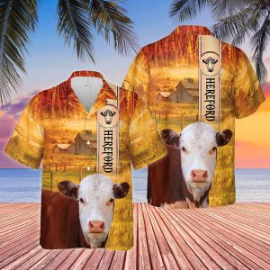 Hereford All Printed 3D Trendy Hawaiian Shirt, Cow Trendy Hawaiian Shirt, Summer Gifts For Men And Women