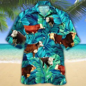 Hereford Cattle Lovers Hawaiian Shirt, Cow KLA Shirt For Men, Hawaii Shirt Women