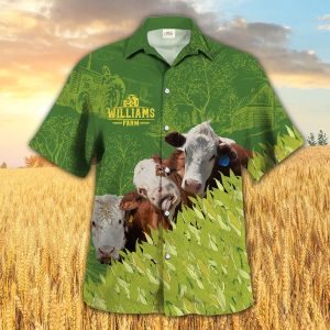 Hereford Farm Corn Pattern Trendy Hawaiian Shirt, Cow Trendy Hawaiian Shirt, Summer Trendy Hawaiian Shirt For Men And Women