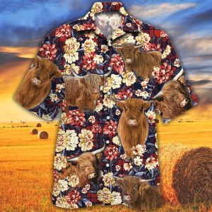 Highland Cattle Lovers Red Plaid Pattern Trendy Hawaiian Shirt, Cow Trendy Hawaiian Shirt For Summer Gifts
