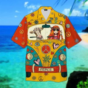 Hippie Cow 3D Trendy Hawaiian Shirt, Hippie 3D Trendy Hawaiian Shirt, Cow Hawaii Shirt