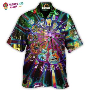 Hippie Funny Guitar Music Colorful Hawaiian Shirt – Trendy KLA
