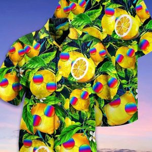 Hippie Funny Lemon Peace – Trendy Hawaiian Shirt, Tropical Beach Shirt Button Down Shirt, Gift For Family, Hawaiian Set Gift, Hawaii Shirt Party.