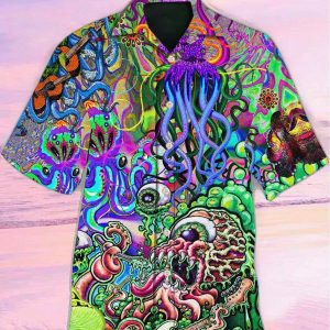 Hippie Funny Octopus Love Music Colorful Ocean Hawaiian Shirts