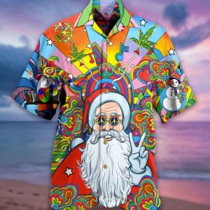 Hippie Funny Santa Claus Hawaiian Shirt