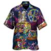 Hippie Funny Skull Dancing Moon Night Amazing Style Hawaiian Shirt