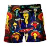 Hippie Love Life Funny Mushroom Trendy KLA Hawaiian Beach Shorts