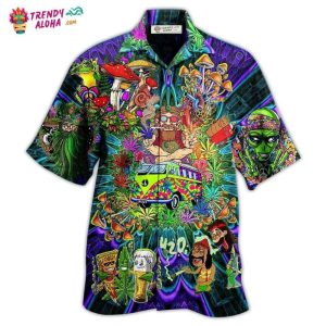Hippie Mushroom Alien Bus Everything Funny Style Hawaiian Shirt – Trendy KLA