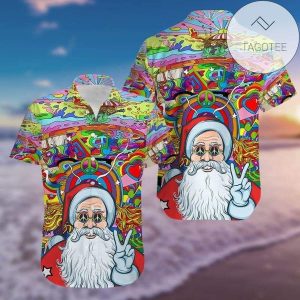 Hippie Santa Claus Bestowing Joy on Hawaiian Shirt