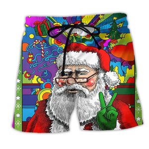 Hippie Santa Claus Christmas Santa Wear Glasses Trendy KLA Hawaiian Beach Shorts