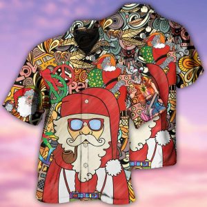 Hippie Santa Claus Merry Christmas Hawaiian Shirt