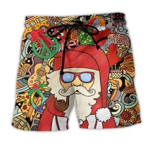 Hippie Santa Claus Merry Christmas Trendy KLA Hawaiian Beach Shorts
