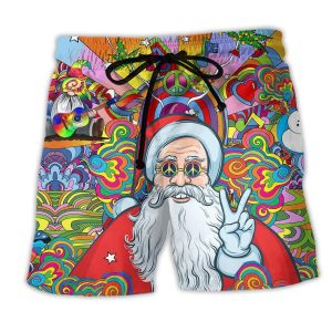 Hippie Santa Color Music Trendy KLA Hawaiian Beach Shorts