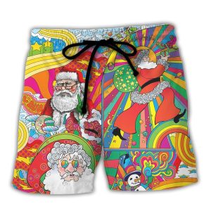 Hippie Santa Merry Xmas Trendy KLA Hawaiian Beach Shorts