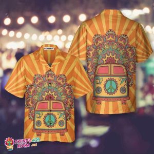Hippie Van Mandala Hawaiian Shirt, Funny Hippie Shirt, Unique Hippie Gift