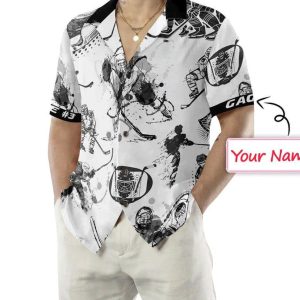 Hockey Lover Trendy Hawaiian Shirt, Custom Name Trendy Hawaiian Shirt, Personalized Photo Print Shirts, Customize Short Sleeve Shirts, Bachelor Party.