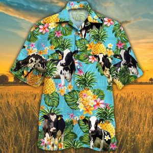 Holstein Friesian Cattle Lovers Pineapple Trendy Hawaiian Shirt, Cow Trendy Hawaiian Shirt For Summer Gifts