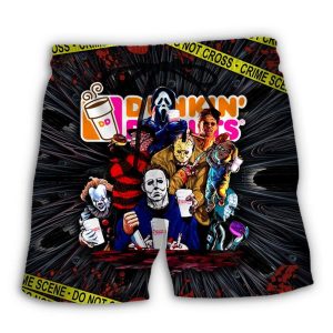 Horror Movie Characters Funny Trendy KLA Hawaiian Beach Shorts