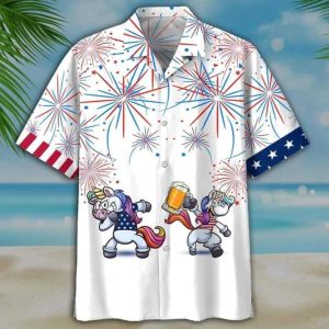 Horse Celebrates Independence with a Beer Hawaiian Shirt