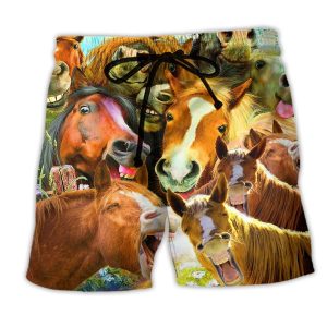 Horse Laughing Funny Farm Trendy KLA Hawaiian Beach Shorts