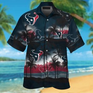 Houston Texans Short Sleeve Button Up Tropical Hawaiian Shirt VER020