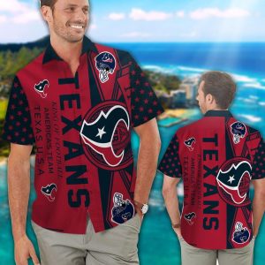 Houston Texans Short Sleeve Button Up Tropical Hawaiian Shirt VER023