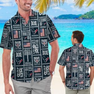 Houston Texans Summer Commemorative Short Sleeve Button Up Tropical Hawaiian Shirt