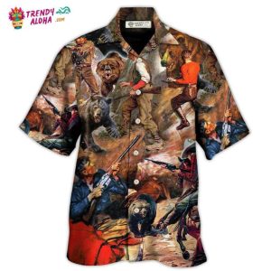 Hunting Bear Cow Boy Cool Art Style Hawaiian Shirt – Trendy KLA