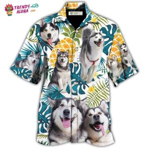 Husky Funny Husky Tropical Leaf Hawaiian Shirt – Trendy KLA