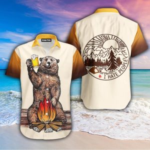 I Hate People Camping Bear Beer Hawaiian Shirt For