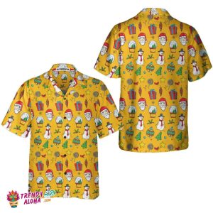 I Love Christmas Shirt For Men With Christmas Pattern, Cute Christmas Hawaiian Shirt