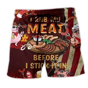 I Rub My Meat Before I Stick It In Food Funny Trendy KLA Hawaiian Beach Shorts